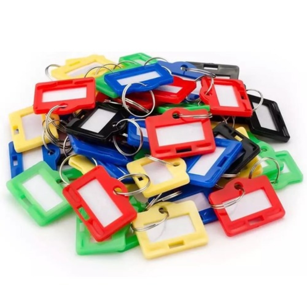 Multi-Purpose Key Tags with Write-On Labels &‎ Ring Holders 100 pcs (14b3)
